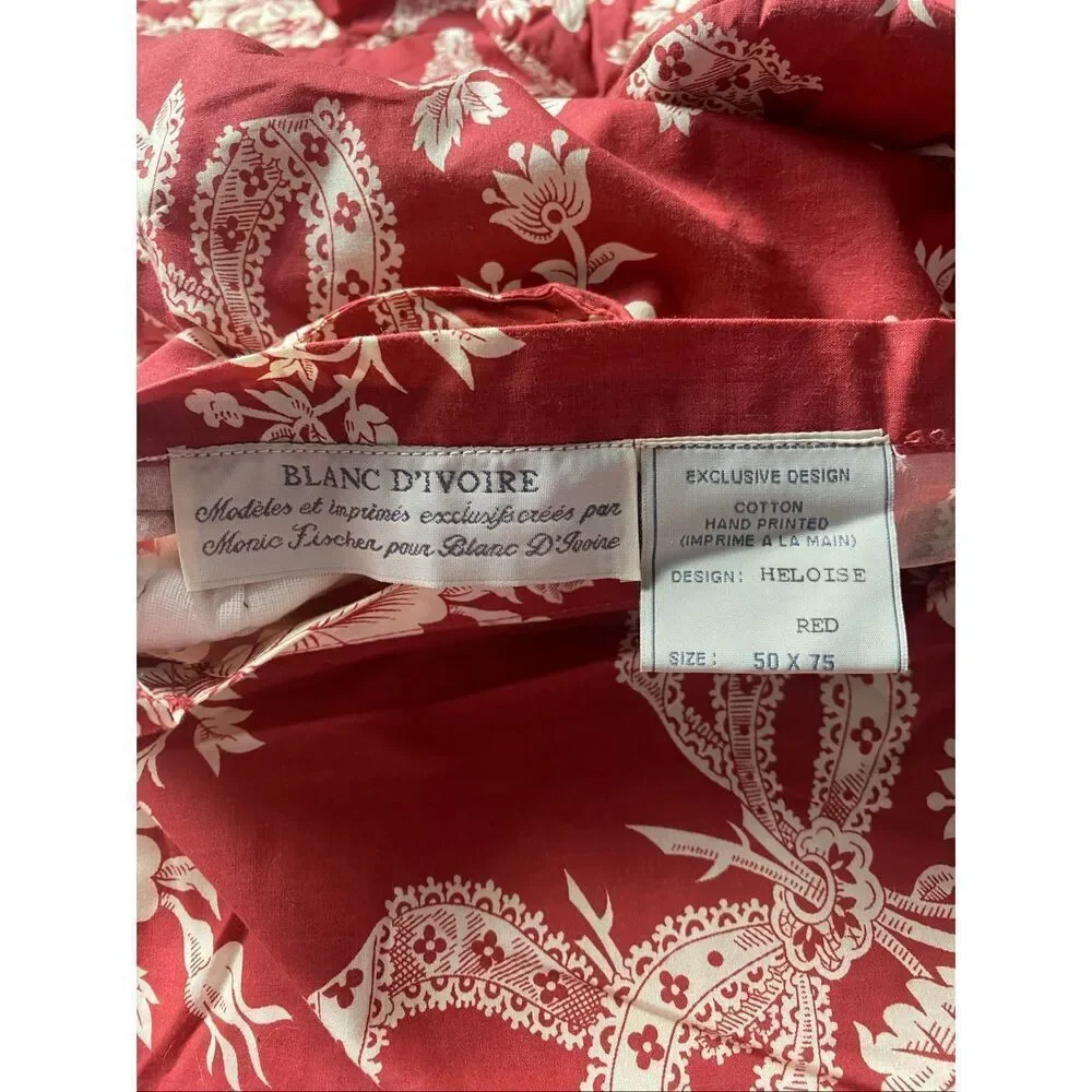 Red Floral Quilted 3 Pillow Shams Cottagecore French Country Scalloped Heloise